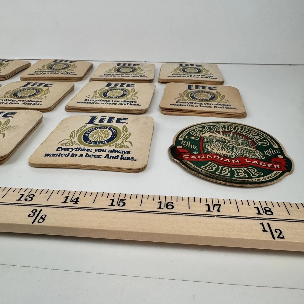 Vtg lot of 68 Miller Lite Thin Cardboard Beer Coaster Fine Pilsner Collect‎ READ